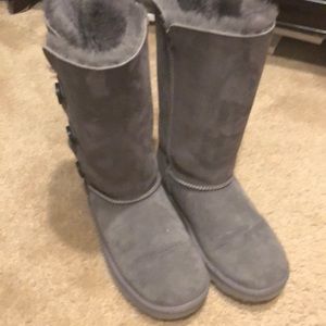 Gray button up ugg boots